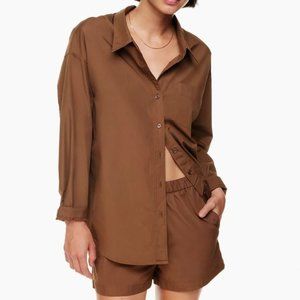NWOT Aritzia Wilfred Free Relaxed Shirt in Rustical Brown S